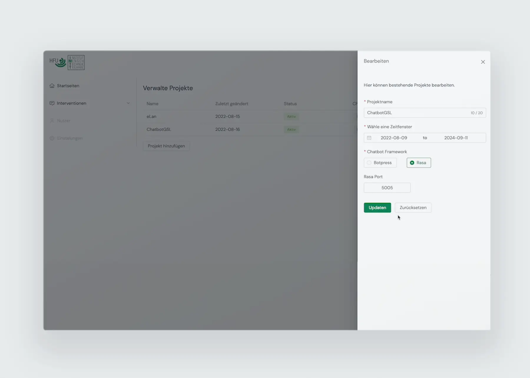 Preview of the didem application