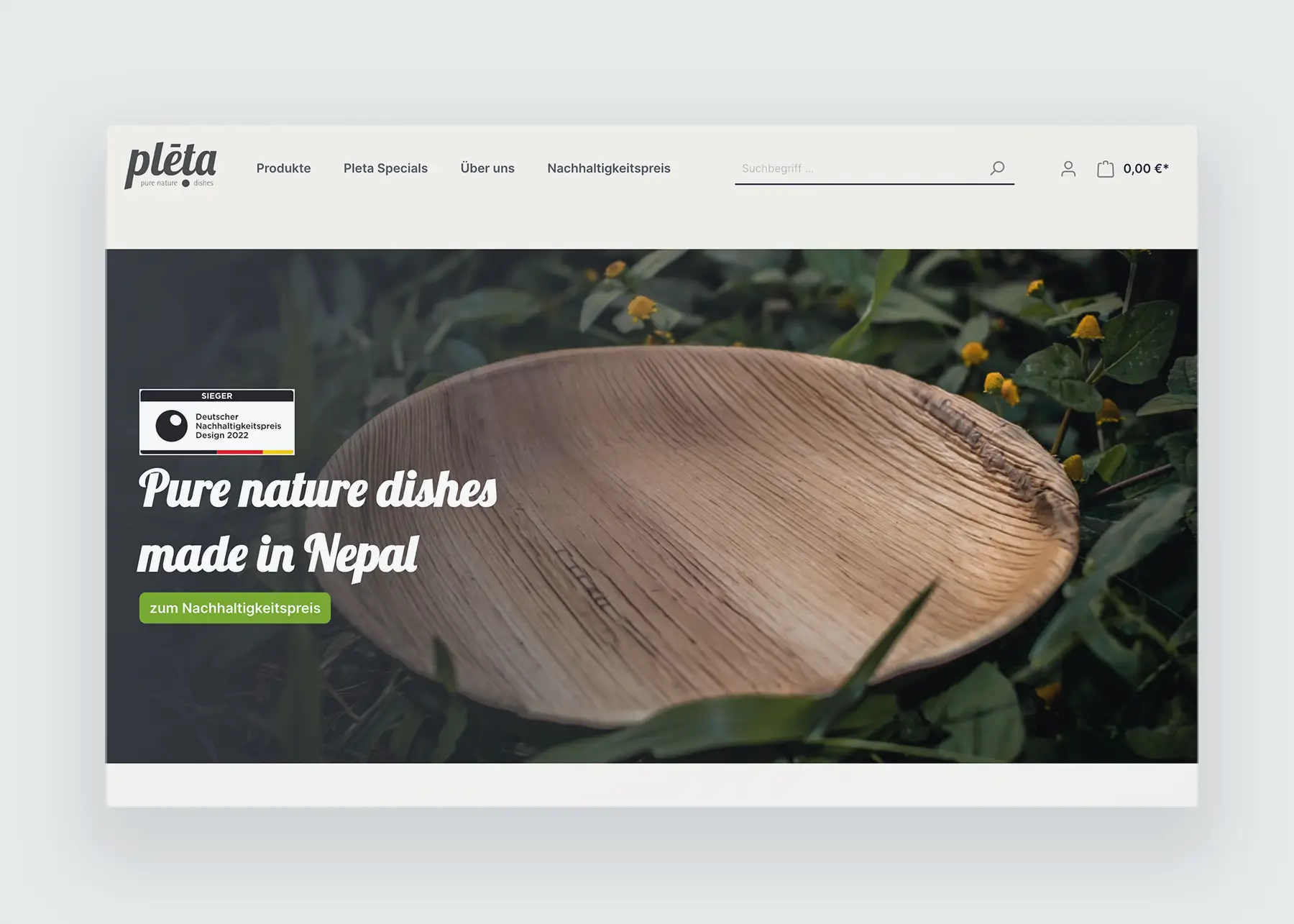 Preview of the Pleta e-commerce shop